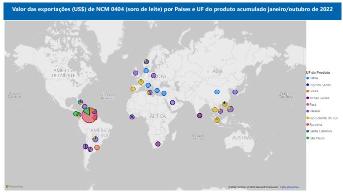 Relatório Mensal das Exportações Brasileiras de NCM0404 (soro de leite)