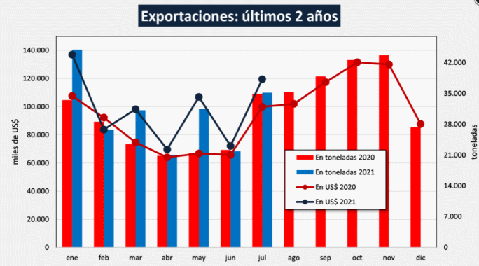 Argentina – Dados preliminares das exportações de produtos lácteos em julho de 2021