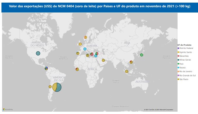 Relatório Mensal das Exportações Brasileiras de NCM0404 (soro de leite)