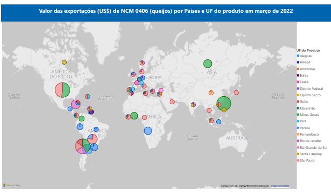 Relatório Mensal das Exportações Brasileiras de NCM 0406 (queijos)