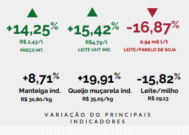 Preço do leite tem alta de 14,25% em MT