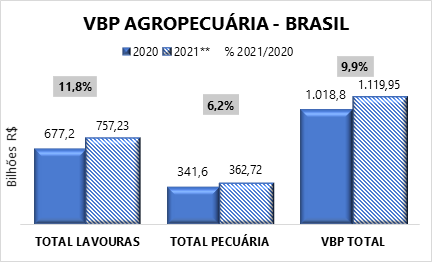 Valor Bruto da Produção de 2021 é estimado em R$ 1,119 trilhão