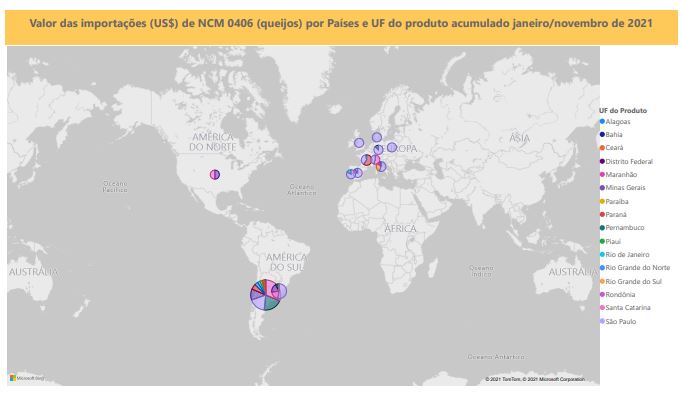 Relatório Mensal das Importações Brasileiras de NCM 0406 (queijos)