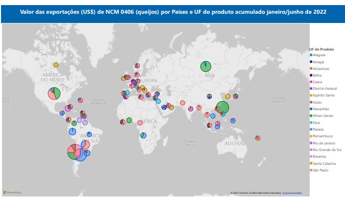 Relatório Mensal das Exportações Brasileiras de NCM 0406 (queijos)