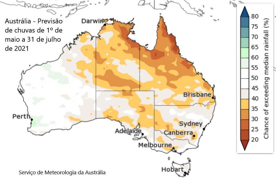 Austrália – Serviço de meteorologia prevê período de seca
