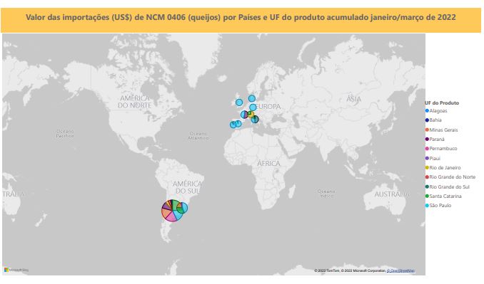 Relatório Mensal das Importações Brasileiras de NCM 0406 (queijos)