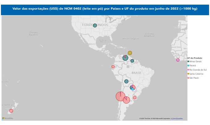 Relatório Mensal das Exportações Brasileiras de NCM0402 (leite em pó)