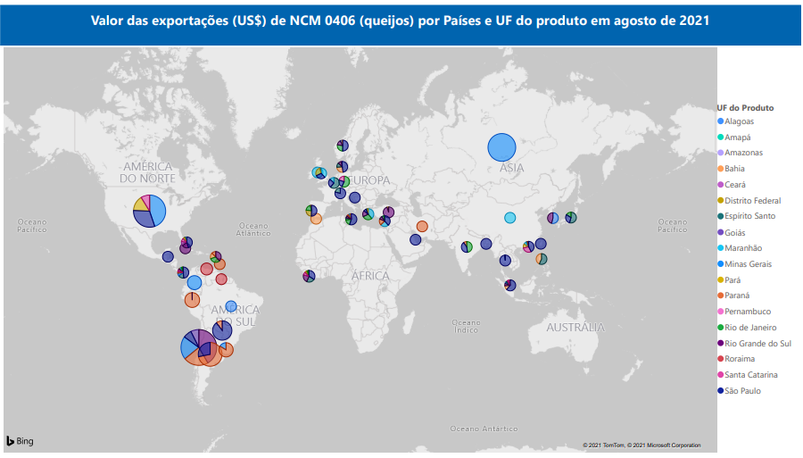 Relatório Mensal de Exportações Brasileiras de NCM 0406 (queijos)