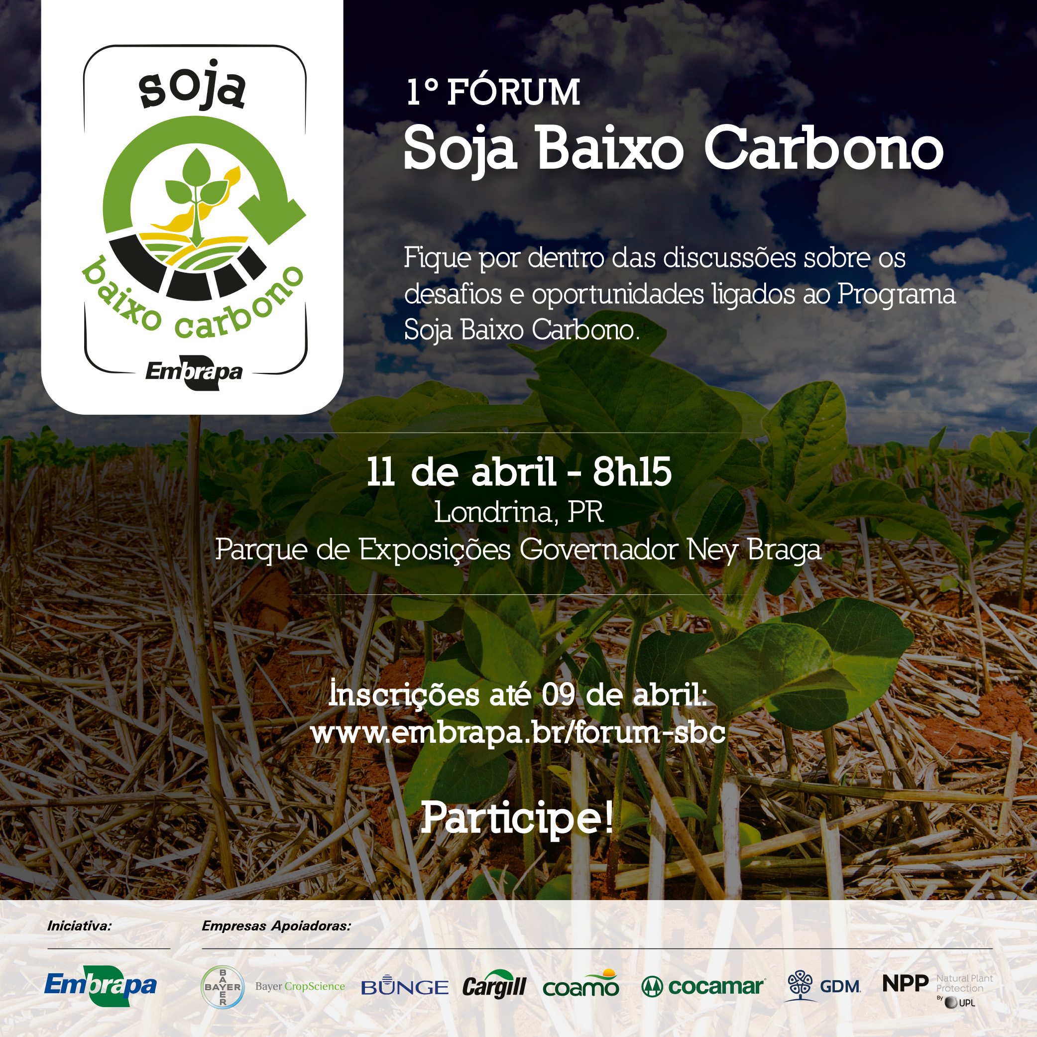 Abertas inscrições do 1º Fórum Soja Baixo Carbono