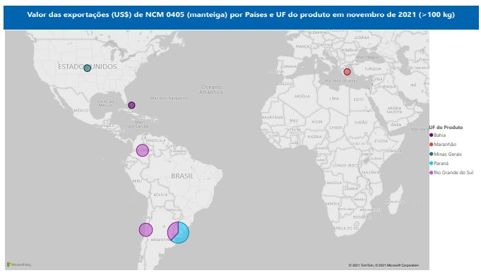 Relatório Mensal das Exportações Brasileiras de NCM 0405 (manteiga)