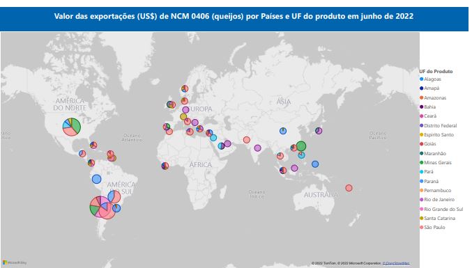 Relatório Mensal das Exportações Brasileiras de NCM 0406 (queijos)