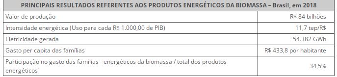 Em 2018, o Brasil gerou R$ 84 bilhões em produtos energéticos da biomassa