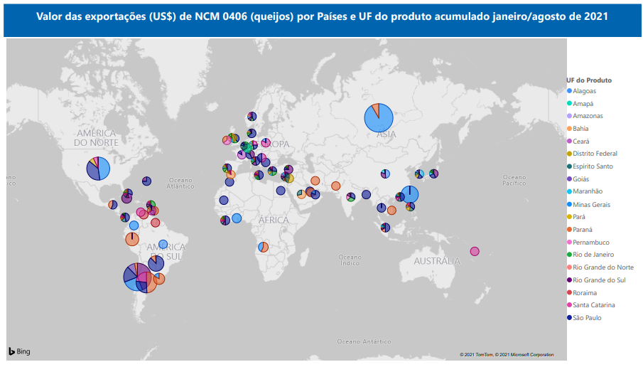 Relatório Mensal de Exportações Brasileiras de NCM 0406 (queijos)