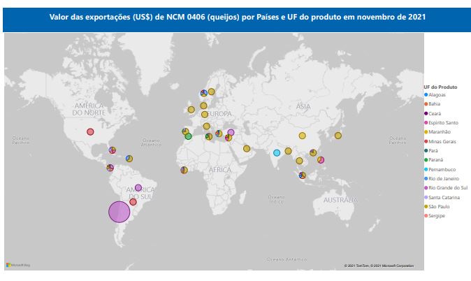 Relatório Mensal das Exportações Brasileiras de NCM 0406 (queijos)