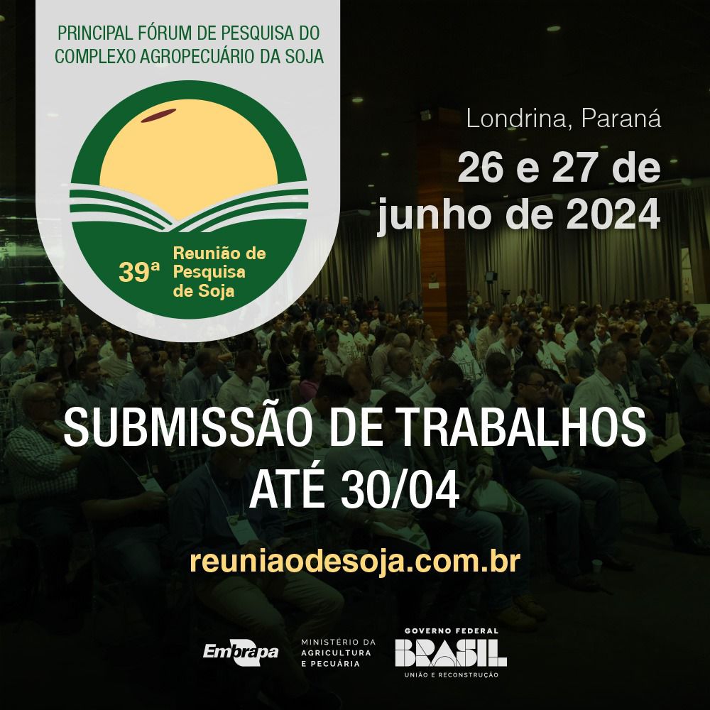 Aberta submissão de trabalhos científicos para a Reunião de Pesquisa de Soja