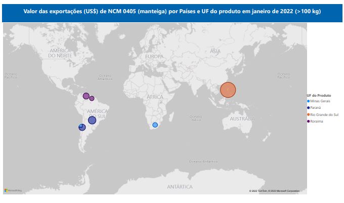 Relatório Mensal das Exportações Brasileiras de NCM0405 (manteiga)