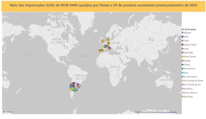 Relatório Mensal das Importações Brasileiras de NCM 0406 (queijos)