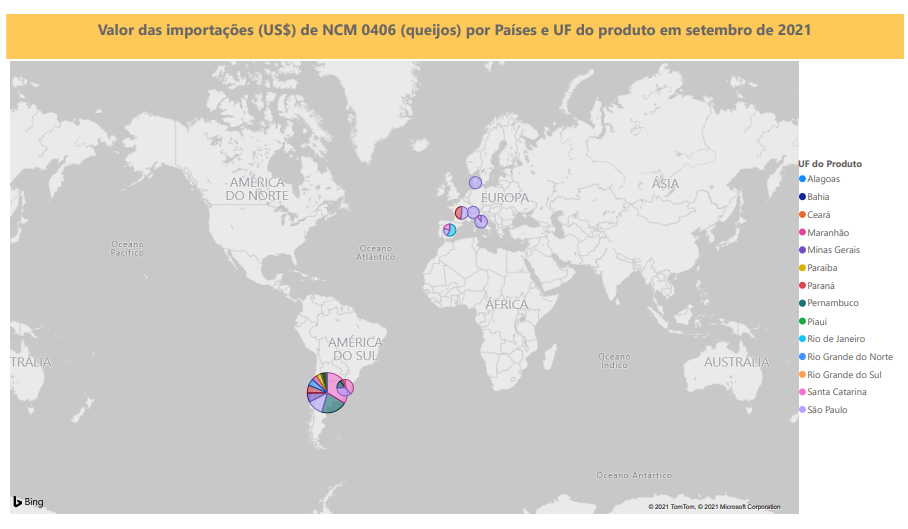 Relatório Mensal das Importações Brasileiras de NCM 0406 (queijos)