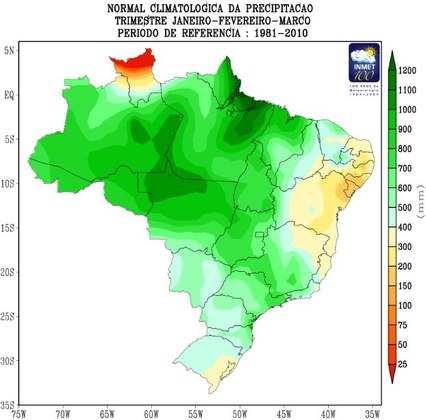 Verão tem previsão de chuvas acima da média na maior parte do país