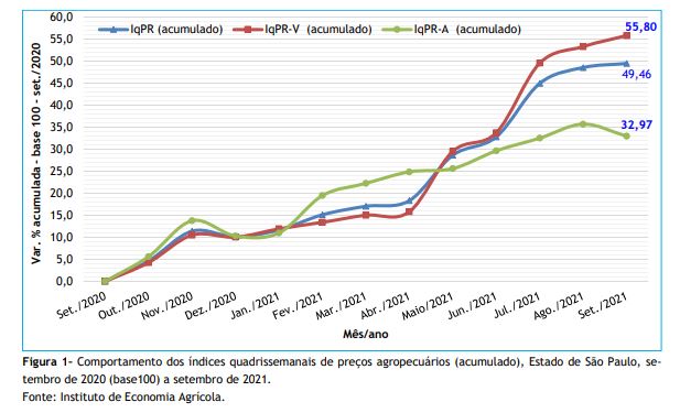 Preços Agropecuários Sobem 0,62% em Setembro de 2021 no Estado de São Paulo e Acumulado de 12 meses Atinge 49,46%