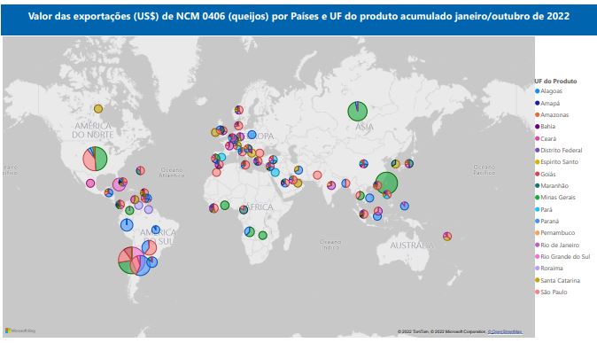 Relatório Mensal das Exportações Brasileiras de NCM 0406 (queijos)