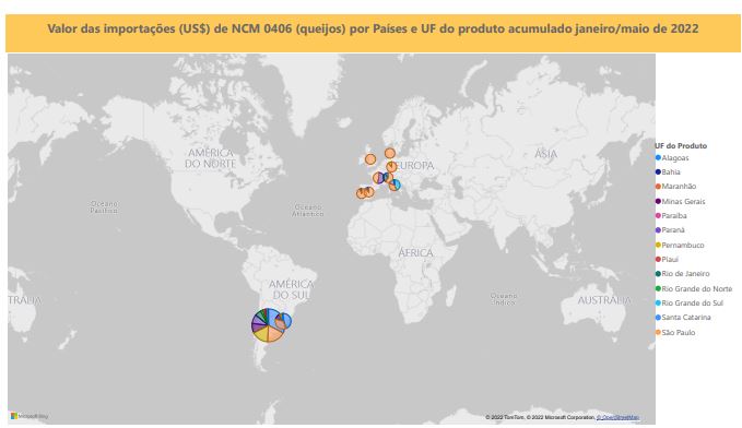 Relatório Mensal das Importações Brasileiras de NCM 0406 (queijos)