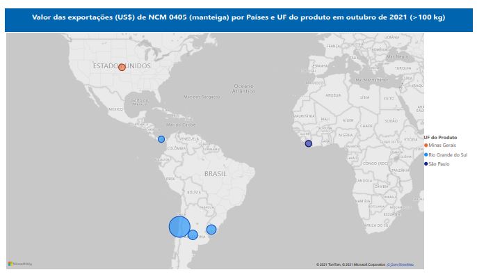 Relatório Mensal das Exportações Brasileiras de NCM 0405 (Manteiga)