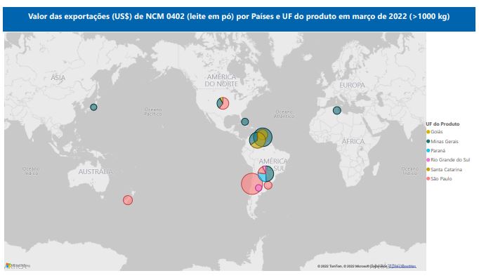 Relatório Mensal das Exportações Brasileiras de NCM0402 (leite em pó)
