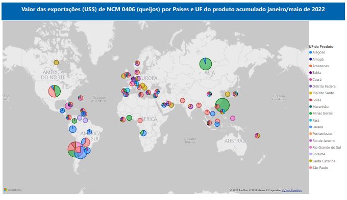 Relatório Mensal das Exportações Brasileiras de NCM 0406 (queijos)