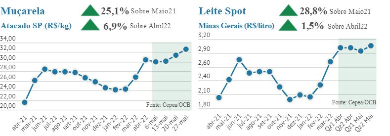 Maio registra nova alta de preços dos derivados lácteos no mercado atacadista