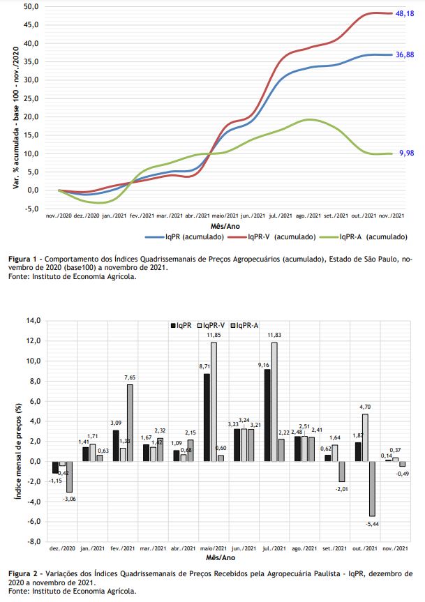 Preços Agropecuários Estabilizam Variações com Pequena Alta de 0,14% em Novembro de 2021: acumulado de 12 meses atinge 36,88%