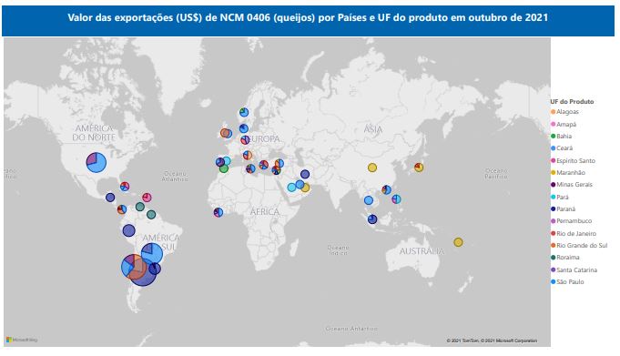 Relatório Mensal das Exportações Brasileiras de NCM 0406 (queijos)