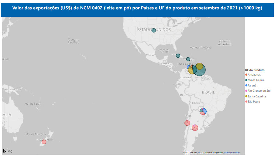 Relatório Mensal das Exportações Brasileiras de NCM 0402 (leite em pó)