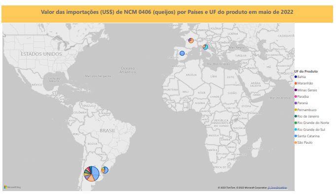Relatório Mensal das Importações Brasileiras de NCM 0406 (queijos)