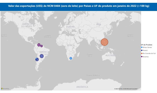 Relatório Mensal das Exportações Brasileiras de NCM0404 (soro de leite)