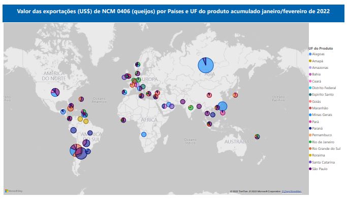 Relatório Mensal das Exportações Brasileiras de NCM 0406 (queijos)