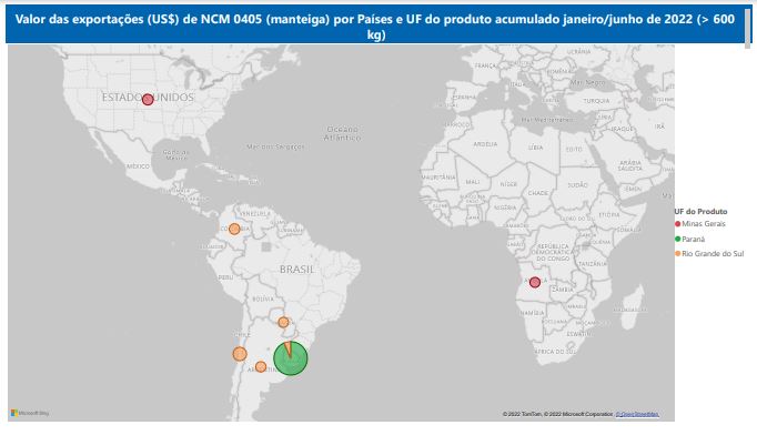 Relatório Mensal das Exportações Brasileiras de NCM0405 (manteiga)