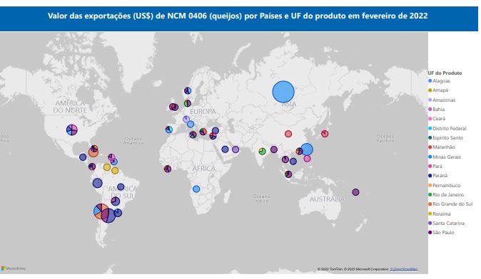 Relatório Mensal das Exportações Brasileiras de NCM 0406 (queijos)