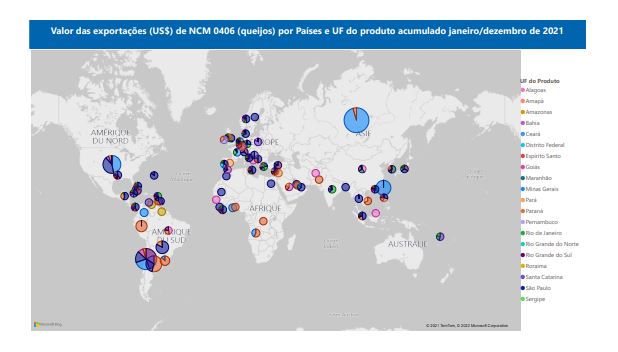 Relatório Mensal das Exportações Brasileiras de NCM 0406 (queijos)