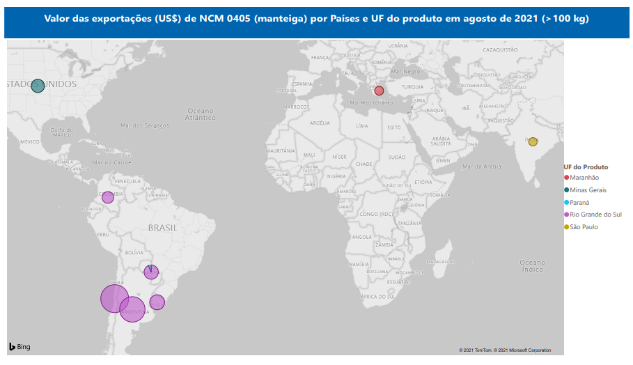 Relatório Mensal das Exportações Brasileiras de NCM 0405 (manteiga)