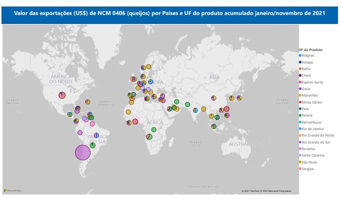 Relatório Mensal das Exportações Brasileiras de NCM 0406 (queijos)