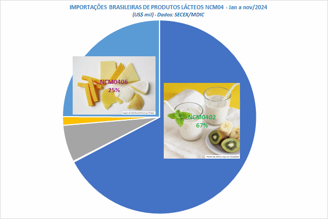 As importações brasileiras de produtos lácteos continuaram subindo em fevereiro
