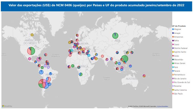 Relatório Mensal das Exportações Brasileiras de NCM 0406 (queijos)