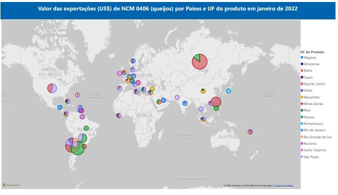 Relatório Mensal das Exportações Brasileiras de NCM 0406 (queijos)
