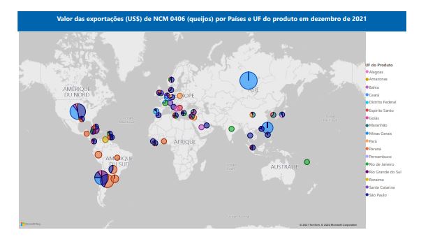 Relatório Mensal das Exportações Brasileiras de NCM 0406 (queijos)