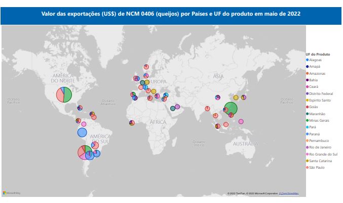 Relatório Mensal das Exportações Brasileiras de NCM 0406 (queijos)