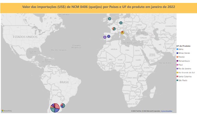 Relatório Mensal das Importações Brasileiras de NCM 0406 (queijos)
