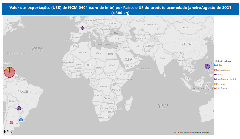 Relatório Mensal das Exportações Brasileiras de NCM0404 (soro de leite)