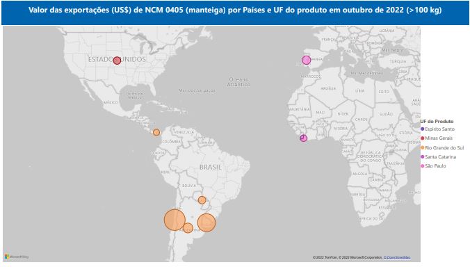 Relatório Mensal das Exportações Brasileiras de NCM0405 (manteiga)