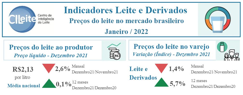 Preços do leite no mercado brasileiro-Janeiro/2022